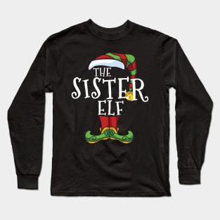 Sister Elf Family Christmas Matching Holiday Funny Pajama Long Sleeve T-Shirt